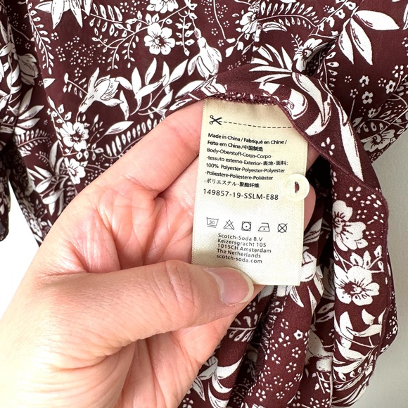 Scotch & Soda Burgundy Floral Mini Dress - Picture 8 of 13
